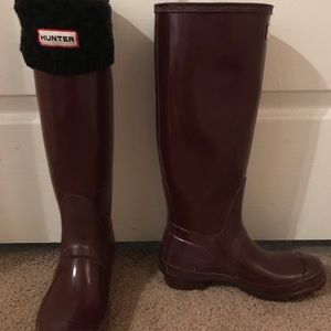 maroon hunter rain boots